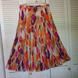 Ruby Rd. Vibrant Ikat Patterned A-Line/Full Skirt Fall/Autumn Colors Sz 8